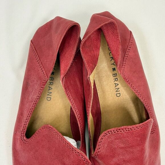 Lucky Brand Cahill Red Soft Structure Leather Slip On Low Heel Loafer Flats - Picture 9 of 15